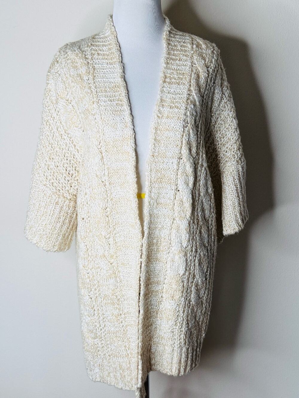 POL Ivory Chunky Knit Short Sleeve Cardigan
